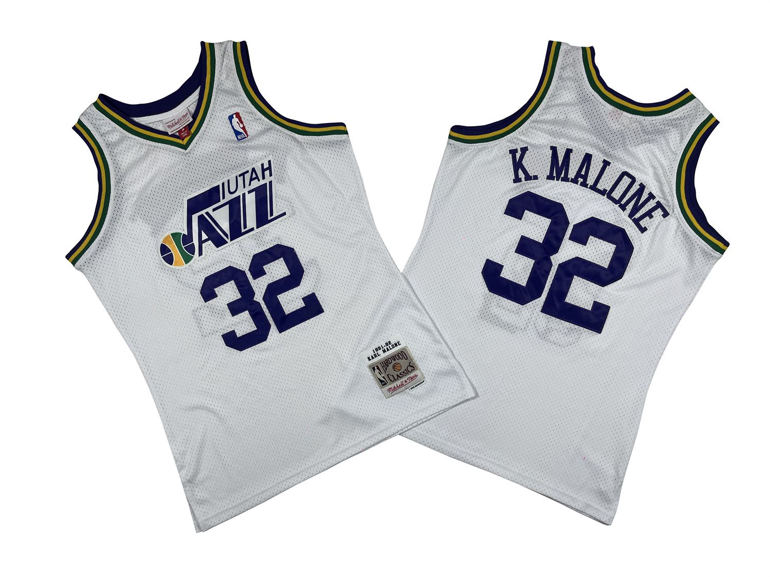 Men Utah Jazz #32 K.Malone White Throwback NBA Jersey->portland trail blazers->NBA Jersey